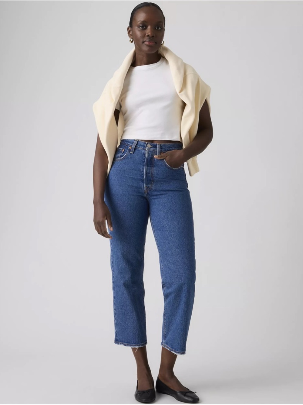 Levi's RIBCAGE STRAIGHT ANKLE WOMEN'S JEANS size 31 mid wash